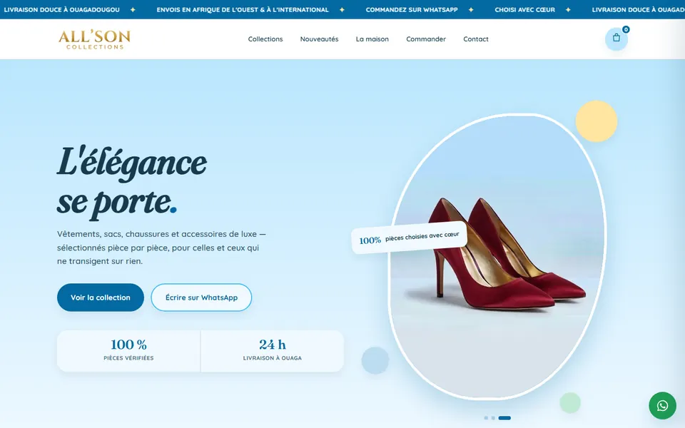 Page d'accueil du site ALL'SON réalisé par NYNDRA
