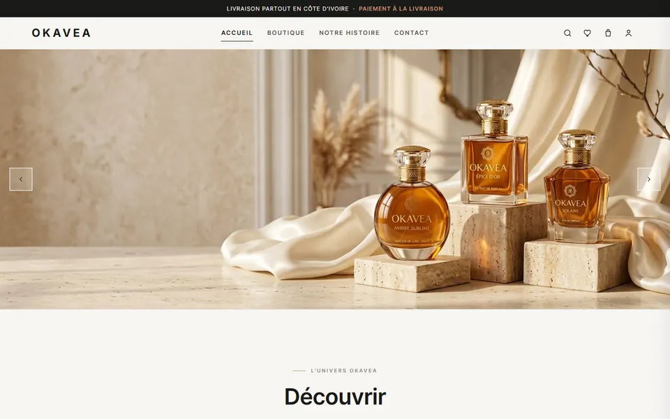 Page d'accueil du site Okavea réalisé par NYNDRA